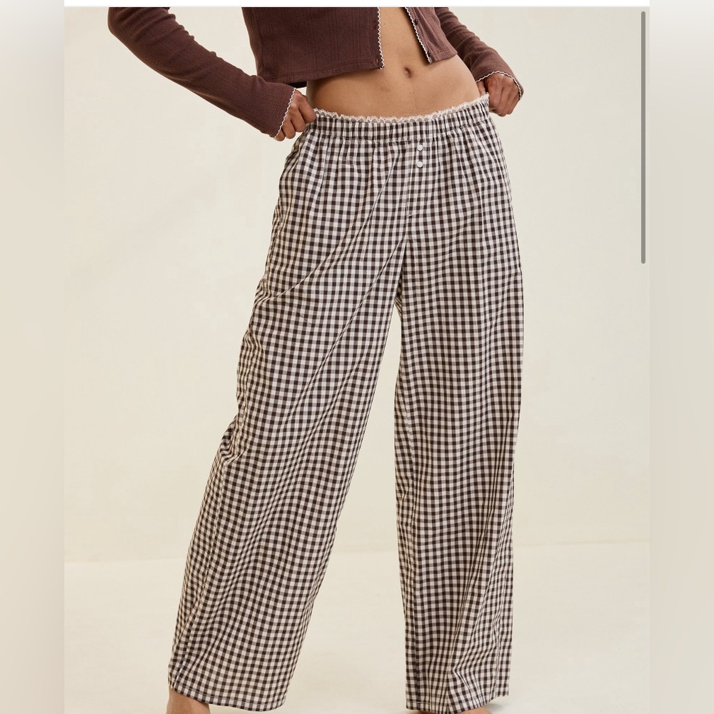 Aerie Brown Checkered Pants